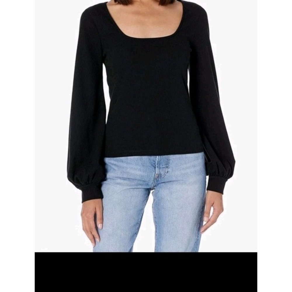 The Drop Women's @lucyswhims Square-Neck Balloon-Sleeve Top Black‎ Size S